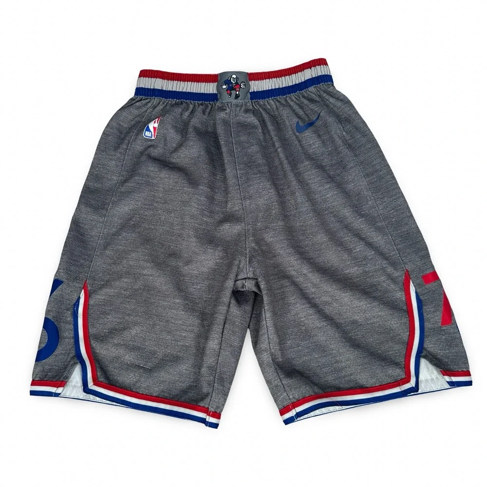 Nike Philadelphia 76ers NBA Basketball Shorts Kids Medium Boys Youth Gray 2018